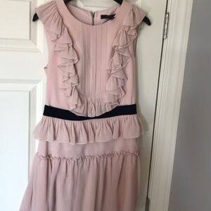 BCBGMaxAzria Blush-Pink Ruffled Tiered A-line Dress for Wedding Guest